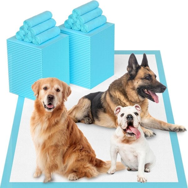 Puppy Pee Pads for Dogs Extra Large 31""x47"" 40 Count, Leak-Proof & Super Absorbent, Thicken Disposable Potty Training Pads for Doggie Cats Rabbits, Quick Dry Pet Piddle Pad, Blue&white