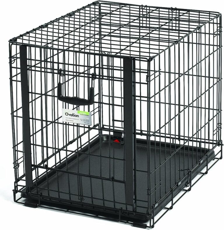 MidWest Homes for Pets Small Ovation Single Door Folding Dog Crate, 24-Inches, Space-Saving Patented Up & Away Door, Leak-Proof Pan, Divider Panel, Black