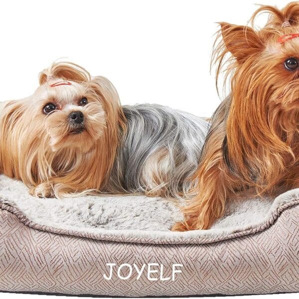JOYELF Dog Bed Washable Calming Cat Bed Sofa, Cute Fluffy Pet Couch Bed for Puppy, Kitten, Small Dog and Cat - Small Rectangle