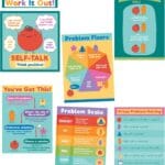 Carson Dellosa 7 pc Set of Problem-Solving Motivational Posters, Charts with Positive Affirmations and Strategies for a Growth Mindset, Calm Down Corner Supplies and Classroom Decor