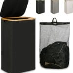 Laundry Hamper with Lid, 110L Large Laundry Hamper with Handle and Lid, Collapsible Clothes Basket Organizer with Removable Inner Bag for Clothes Toys Towels - Black