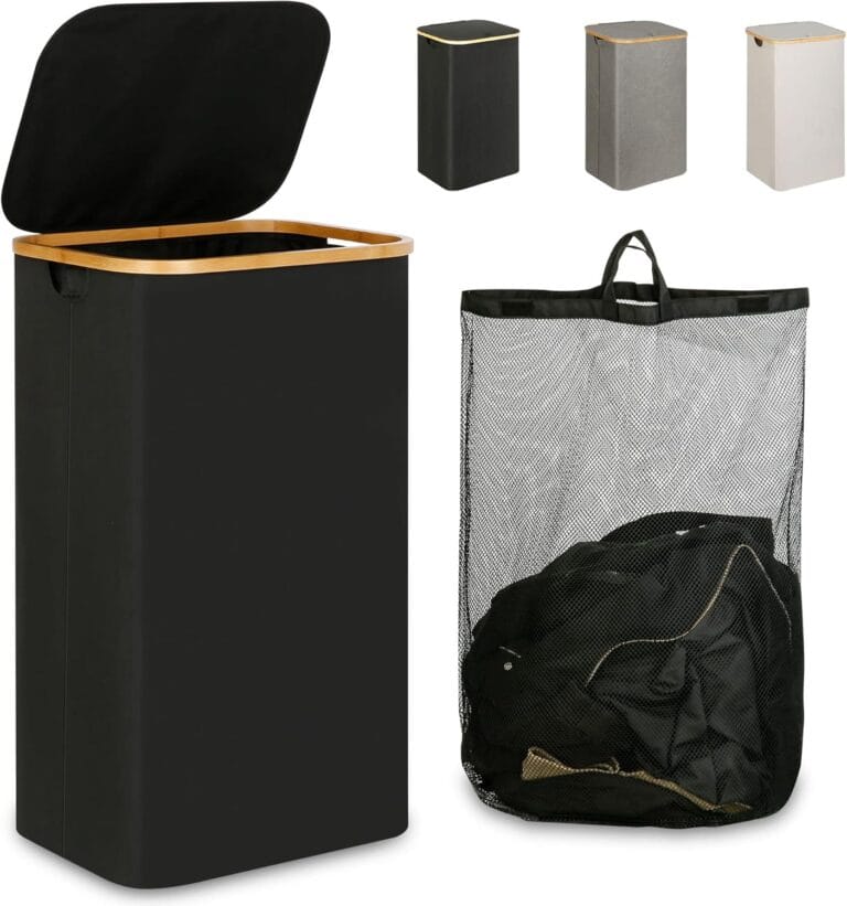 Laundry Hamper with Lid, 110L Large Laundry Hamper with Handle and Lid, Collapsible Clothes Basket Organizer with Removable Inner Bag for Clothes Toys Towels - Black