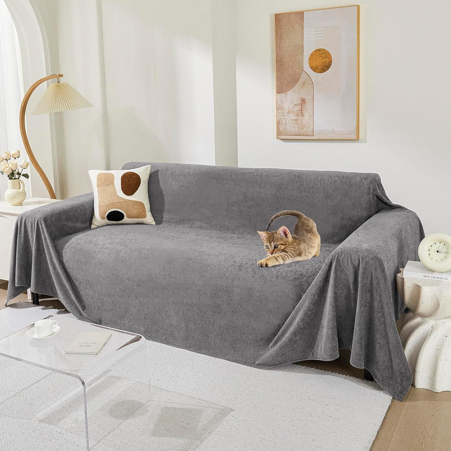 MEETSKY Couch Cover for 2 Cushion Couch,Couch Covers for Dogs Washable Cat Scratch Proof Sectional Love Seat Covers L Shaped Soft Couch Furniture Protector for Pets,71" x 118",Grey MEETSKY Couch Cover for 2 Cushion Couch,Couch Covers for Dogs Washable Cat Scratch Proof Sectional Love Seat Covers L Shaped Soft Couch Furniture Protector for Pets,71" x 118",Grey