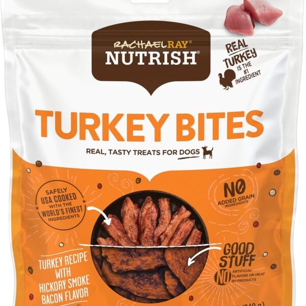 Rachael Ray Nutrish Turkey Bites Turkey Recipe With Hickory Smoke Bacon Flavor Dog Treats, 12 oz. Pouch