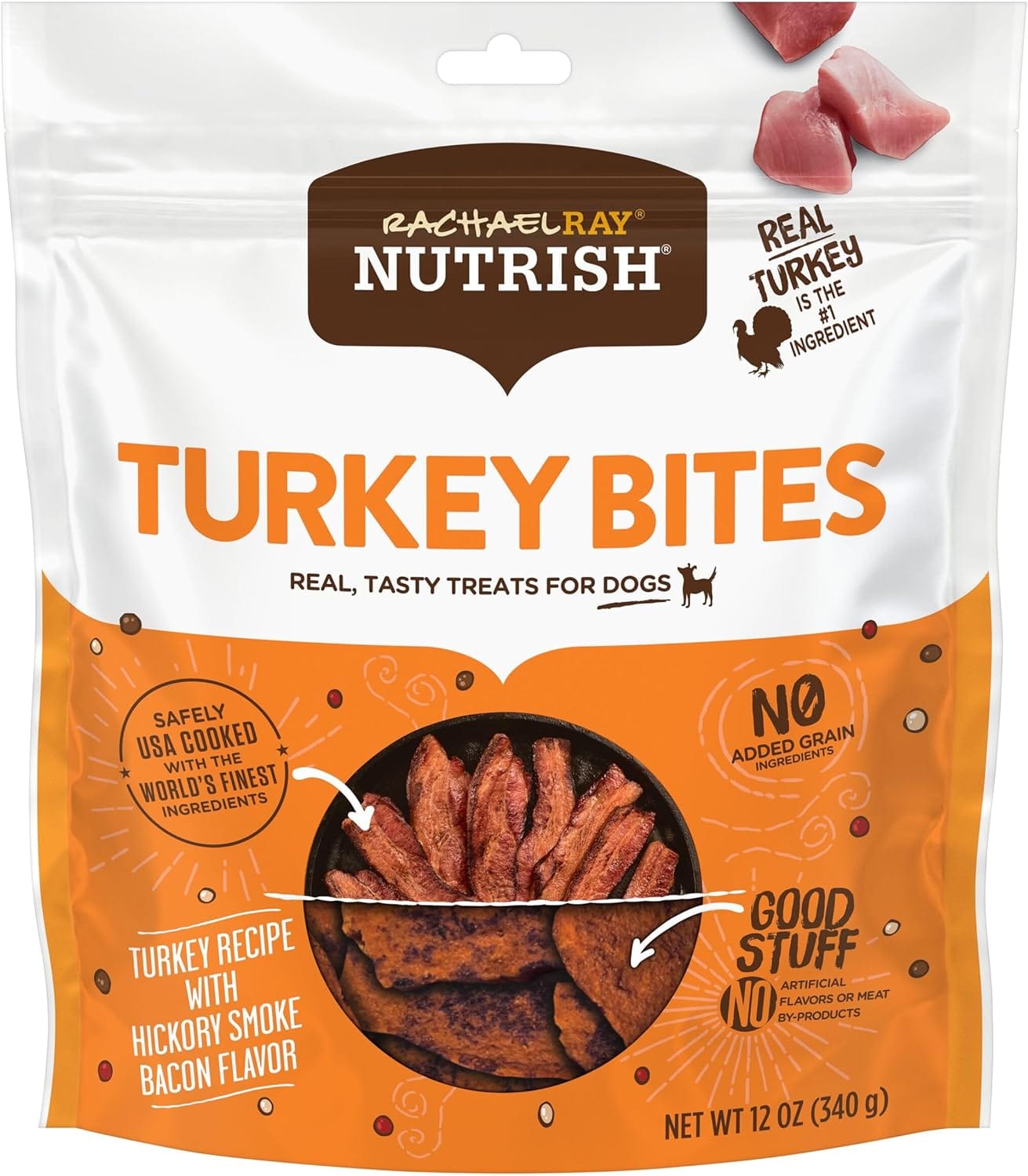 Rachael Ray Nutrish Turkey Bites Turkey Recipe With Hickory Smoke Bacon Flavor Dog Treats, 12 oz. Pouch Rachael Ray Nutrish Turkey Bites Turkey Recipe With Hickory Smoke Bacon Flavor Dog Treats, 12 oz. Pouch