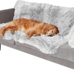 Furhaven Waterproof Throw Blanket for Dogs & Indoor Cats, Washable - Shaggy Plush Calming Long Faux Fur & Velvet Dog Blanket - Mist Gray, Extra Large/XL