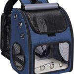 Expandable Pet Carrier Backpack for Cats, Dogs and Small Animals, Portable Pet Travel Carrier, Super Ventilated Design, Airline Approved, Ideal for Traveling/Hiking/Camping, Blue