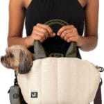 Sytopia Small Dog Carrier Purse, Portable Pet Carrier Tote Carrier with Pockets, Adjustable Safety Leash, Waterproof Dog Travel Bag, Travel Pets Purse up to 4 Lbs, Cream Beige