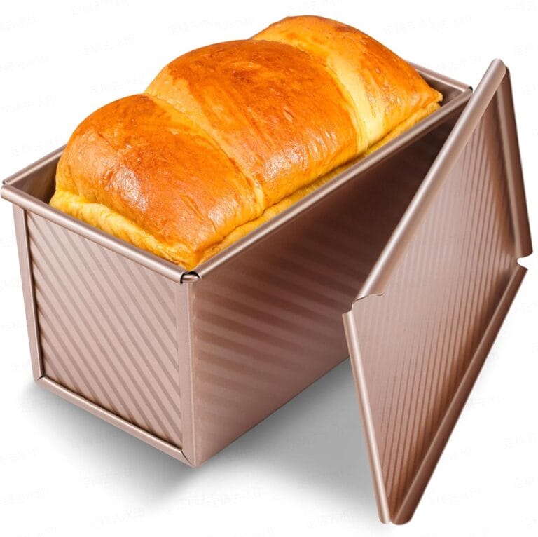 Pullman Loaf Pan with Lid, Premium 1 lb Dough Sandwich Nonstick Bread Pan with Lid for Homemade Bread, Heavy Duty Carbon Steel Corrugated Pullman Toast Box with Cover for Baking, Bakeware