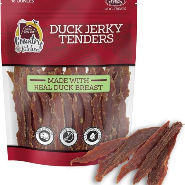 Country Kitchen Duck Jerky Tender Dog Treats, Made with Real Duck, High Protein, Low Fat, No Artificial Colors, 16 oz