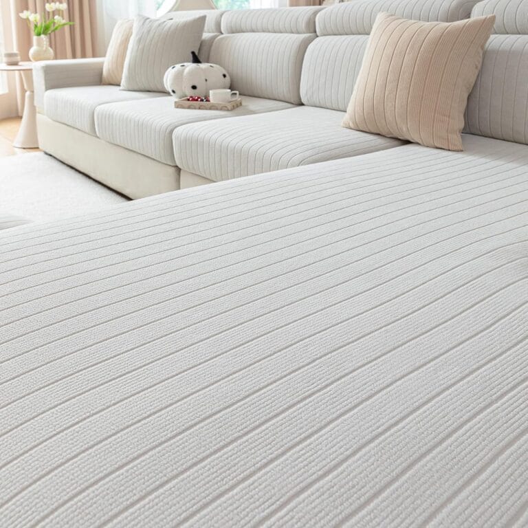 Sofa Cover Washable Sectional Couch Covers Sofa Slipcovers for 3 Cushion Couch Pet Friendly L Shaped Couch Protector Covers for Dogs Kids (Cream, 2 PCS+1 Chaise)