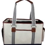 Pet Life  'Yacht Polo' Fashion Pet Carrier Purse - Dog Carrier with Built-in Leash Securer and Above-top Dual-Zipper
