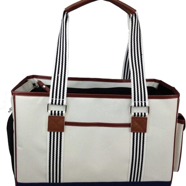 Pet Life  'Yacht Polo' Fashion Pet Carrier Purse - Dog Carrier with Built-in Leash Securer and Above-top Dual-Zipper