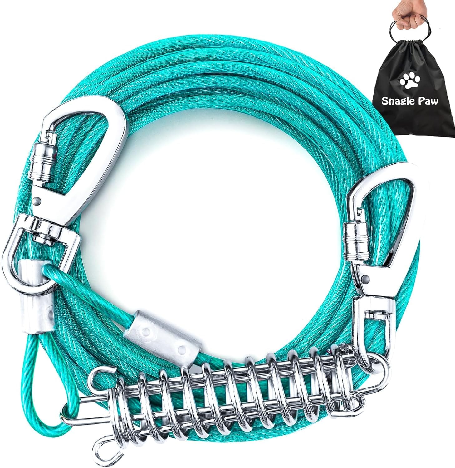 Snagle Paw Tie Out Cable for Dogs, 50FT Dog Leads for Yard Chew Proof, Heavy Duty Leash for Large Dogs Up to 125lbs, Sturdy Dog Runner for Yard or Camping Snagle Paw Tie Out Cable for Dogs, 50FT Dog Leads for Yard Chew Proof, Heavy Duty Leash for Large Dogs Up to 125lbs, Sturdy Dog Runner for Yard or Camping