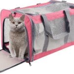 Cat Dog Carrier for Small Medium Cats Pet Carrier for Large and Medium Cats Puppies Portable Cat Carrier Soft Pet Carrier for Cats Cat Bag Carrier Airline Approved Cat Carrier(Large, Pink)