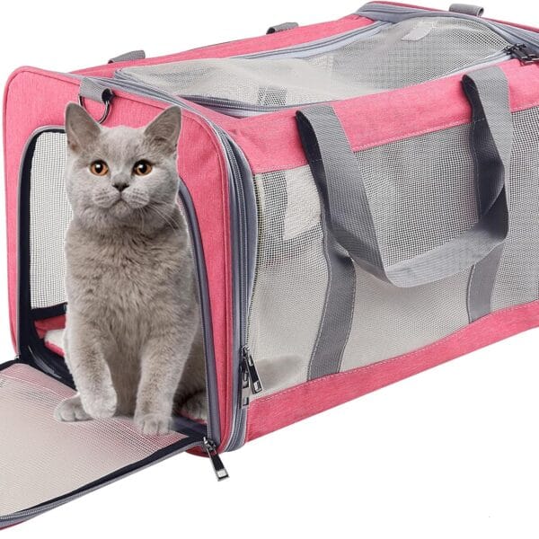 Cat Dog Carrier for Small Medium Cats Pet Carrier for Large and Medium Cats Puppies Portable Cat Carrier Soft Pet Carrier for Cats Cat Bag Carrier Airline Approved Cat Carrier(Large, Pink)