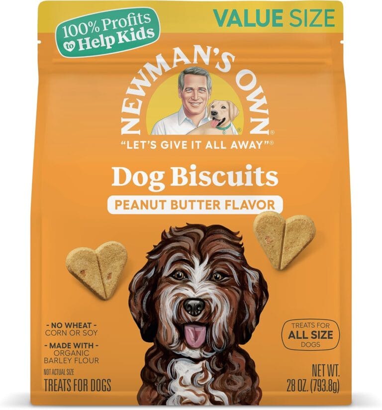 Newman's Own Dog Biscuits - Peanut Butter | Value Size | Made with Organic Barley | No Wheat, Corn, or Soy | 28 oz Bag