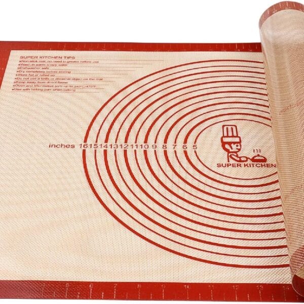 Non-slip Silicone Pastry Mat Extra Large with Measurements 28''By 20'' for Silicone Baking Mat, Counter, Dough Rolling, Oven Liner,Fondant/Pie Crust By Folksy Super Kitchen Red