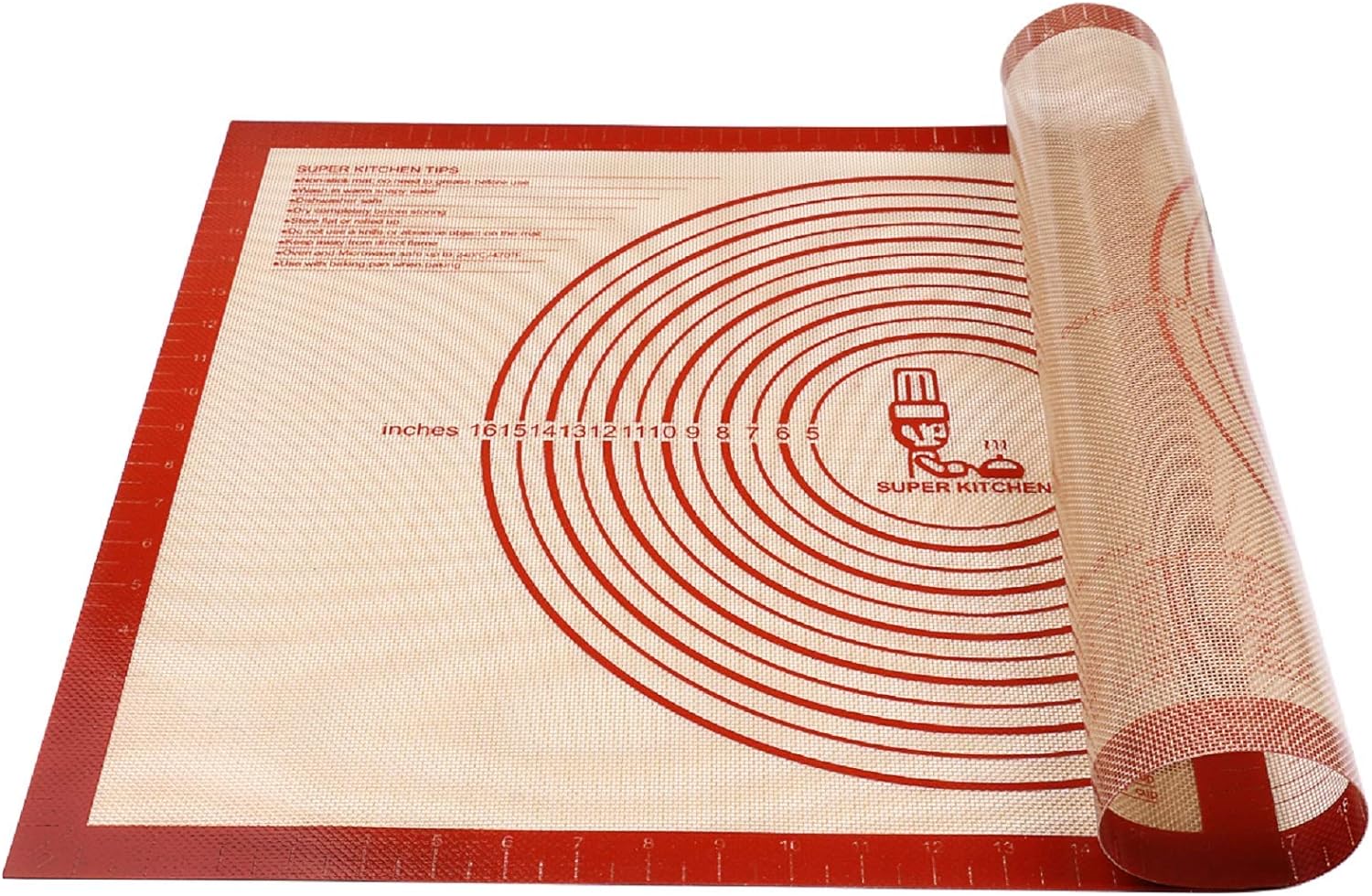 Non-slip Silicone Pastry Mat Extra Large with Measurements 28''By 20'' for Silicone Baking Mat, Counter, Dough Rolling, Oven Liner,Fondant/Pie Crust By Folksy Super Kitchen Red Non-slip Silicone Pastry Mat Extra Large with Measurements 28''By 20'' for Silicone Baking Mat, Counter, Dough Rolling, Oven Liner,Fondant/Pie Crust By Folksy Super Kitchen Red