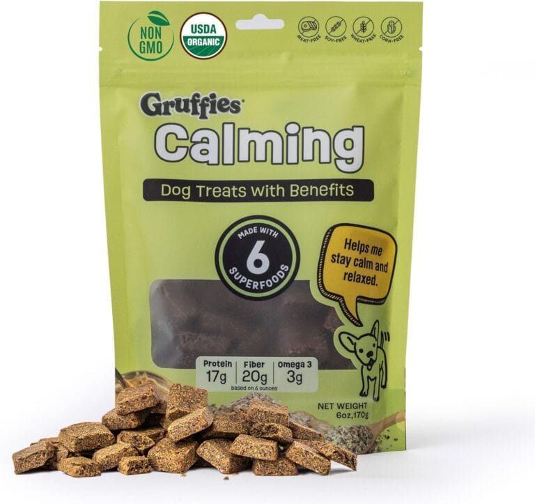 Organic Calming Dog Treats  Natural Relaxation & Stress Support Chews  Helps Promote Calm Behavior  with Ashwagandha, Valerian Root & Chamomile  USDA Organic, Non-GMO  6oz (Pack of 1)