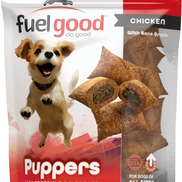 Puppers High Protein Dog Treats - Crunchy Chicken with Bone Marrow & Bone Broth - 12oz Bag - High Protein Treats for Dogs, Made in The USA, Wheat and Corn Free