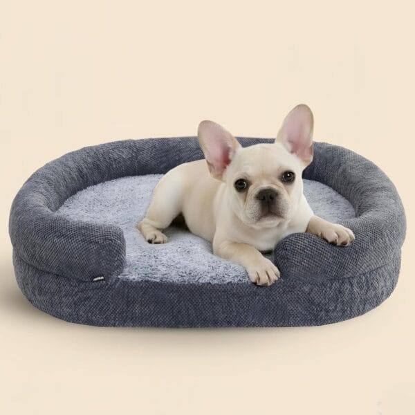 Soft Donut Dog Bed for Small Dogs, 28" Orthopedic Comfort Pet Sofa Couch with Egg Crate Foam, Washable Cover & Non-Slip Bottom, Cozy Cat Couch with Bolstered Sides, Grey (28")