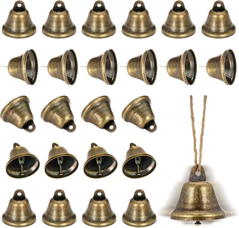 Craft Bells, 24 PCS Bronze Jingle Bells Vintage Bells (1.7" X 1.5") Small Brass Bells for Wind Chimes Housebreaking Making Dog Potty Training Doorbell Wedding Decor DIY Favor Crafts Christmas Tree