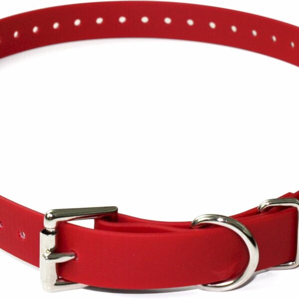 Educator Biothane Dog Collar, Waterproof, Odorproof, Metal Buckle and D Ring, Adjustable for Custom Fit, Cool and Comfortable, for Small, Medium, or Large Dogs, 3/4-Inch, Red
