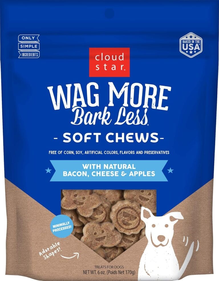 Cloud Star Wag More Bark Less Soft Chews Dog Treats, Bacon, Cheese, & Apples, 6 Oz. Pouch
