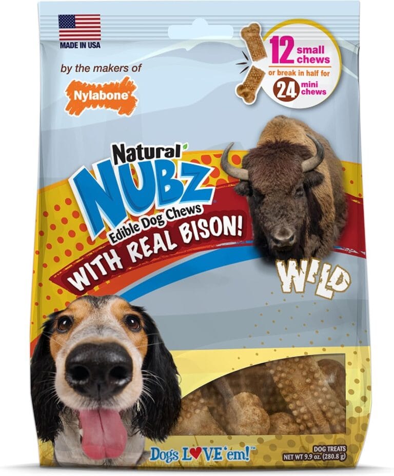 Nylabone Nubz Wild Natural Dog Chew Treats, Bison Flavor, Small Dogs Up to 30 lbs - Made in USA (12 Count)
