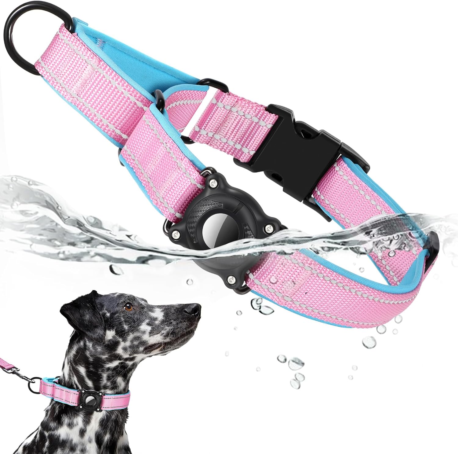 Airtag Dog Collar with Martingale Design, IP68 Waterproof Air Tag Collar Holder, Adjustable Reflective Soft Padded Nylon Dog Collar for Large Medium Small Dogs Airtag Dog Collar with Martingale Design, IP68 Waterproof Air Tag Collar Holder, Adjustable Reflective Soft Padded Nylon Dog Collar for Large Medium Small Dogs