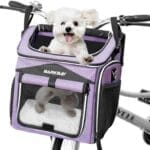 BARKBAY Dog Bike Basket Carrier, Expandable Foldable Soft-Sided Dog Carrier, 2 Open Doors, 5 Reflective Tapes, Pet Travel Bag,Dog Backpack Carrier Safe and Easy for Small Medium Cats and Dogs(Purple)