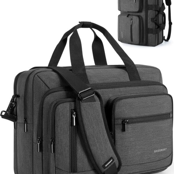 BAGSMART 3 In 1 Laptop Bag for Men, Computer Briefcase 17.3 Inch Laptop Water-Repellent Shoulder Bag, Computer Bag Business Travel Office, Black