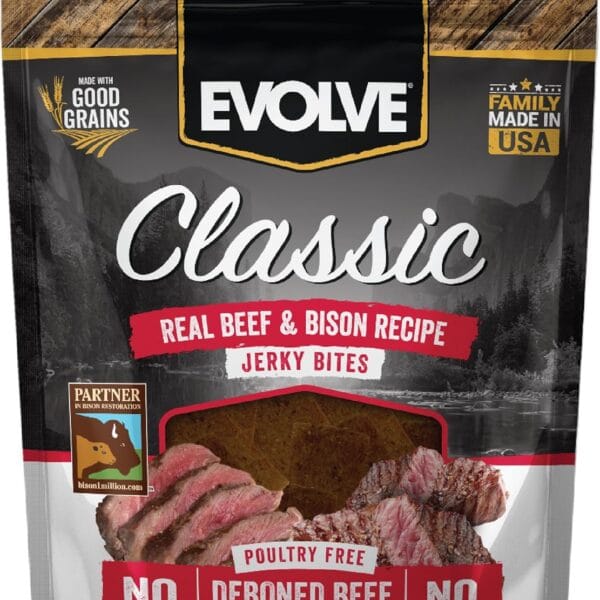 Evolve Classic Beef & Bison Recipe Jerky Bites Soft Dog Treats | 12 oz