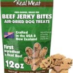 Real Meat Dog Treats - 12oz Bag of Bite-Sized Air-Dried Beef Jerky for Dogs - Grain-Free Jerky Dog Treats Made up of 95% Human-Grade, Free-Range, Grass Fed Beef - All-Natural High Protein Dog Treats