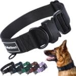 Heavy Duty Dog Collar for Large or Medium Dogs, Adjustable Strong Dog Collar for Active Dogs, Double-Layered Nylon (Black, 14-20)