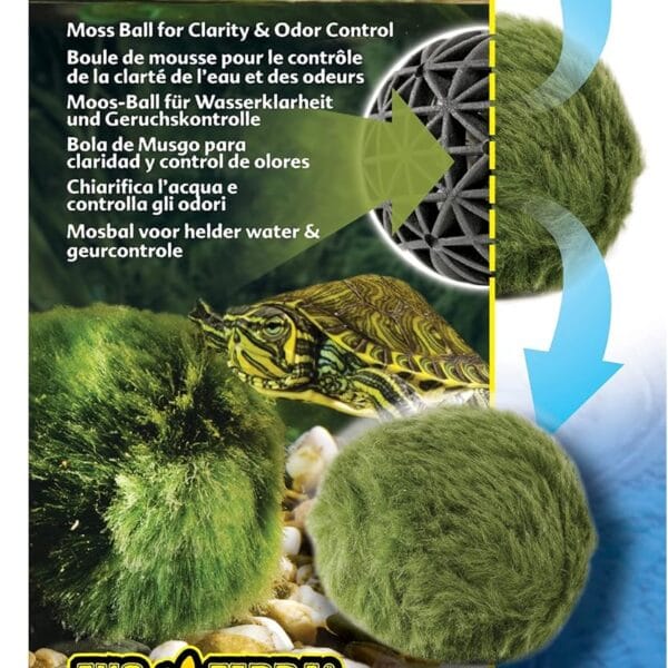 Exo Terra Moss Ball, Water Clarity and Odor Control for Aqua-Terrariums, PT2478, Green