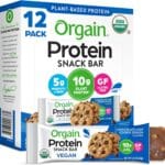 Orgain Organic Vegan Protein Bars, Chocolate Chip Cookie Dough - 10g Plant Based Protein, Low Calorie Healthy Snacks, No Lactose or Soy Ingredients, Gluten Free, Non-GMO - 1.41 Oz (Pack of 12)