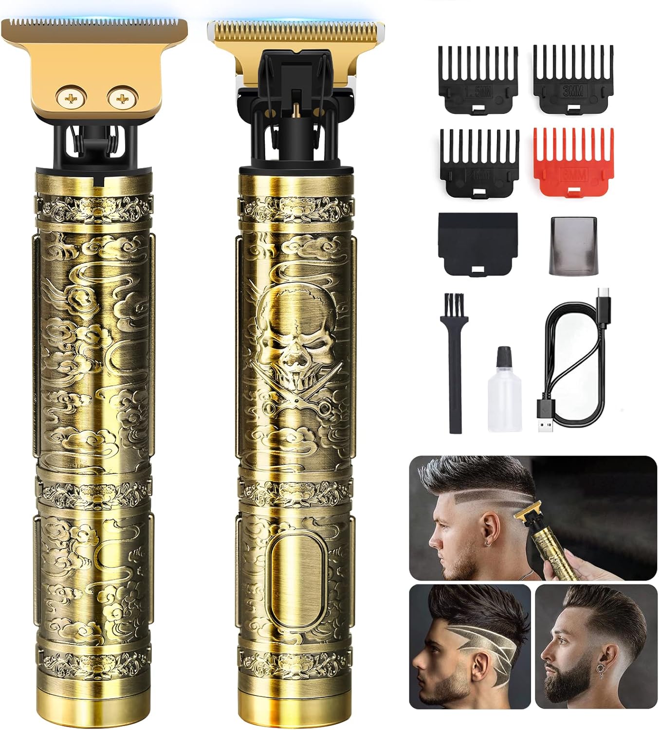 YOGINGO Professional Hair Trimmer for Men, Cordless Rechargeable Beard Trimmer Hair Clippers for Men, Metal Body Cutting Grooming Kit, Beard Shaver Barbershop, Bronze YOGINGO Professional Hair Trimmer for Men, Cordless Rechargeable Beard Trimmer Hair Clippers for Men, Metal Body Cutting Grooming Kit, Beard Shaver Barbershop, Bronze