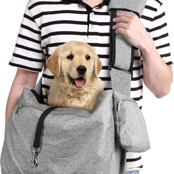 Ownpets Pet Sling Carrier, Fits 15 to 25lbs Extra-Large Dog/Cat Sling Carrier Reversible and Hands-Free Dog Bag with Adjustable Strap and Pocket Shoulder Pad for Outdoor Travel Hiking