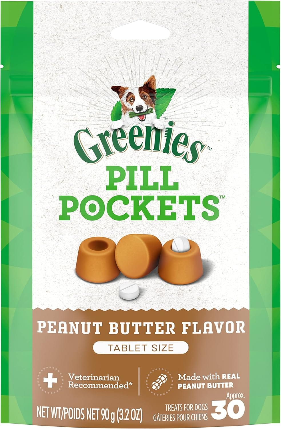 Greenies Pill Pockets for Dogs Small Size, Soft Dog Treats, with Real Peanut Butter, 3.2 oz. Pouch (30 Treats) Greenies Pill Pockets for Dogs Small Size, Soft Dog Treats, with Real Peanut Butter, 3.2 oz. Pouch (30 Treats)
