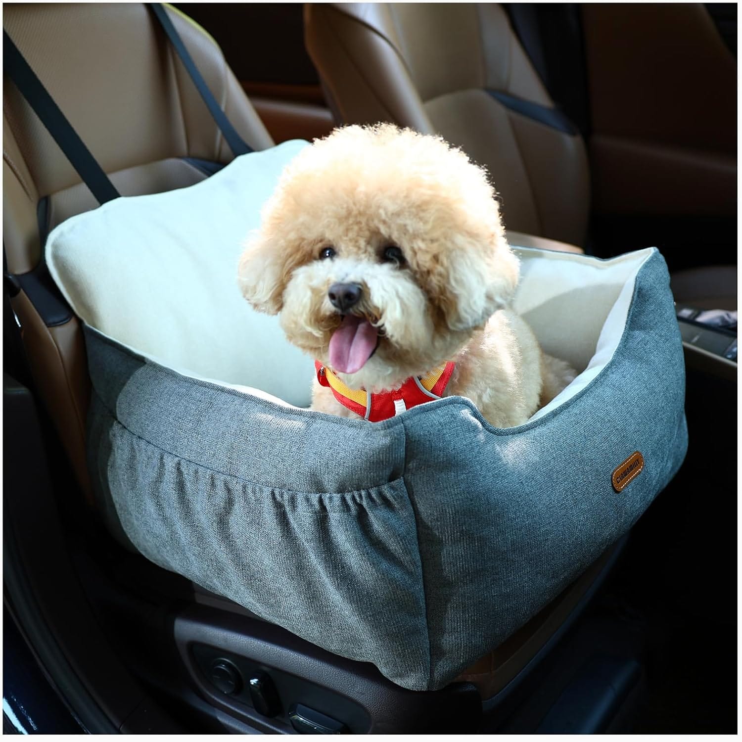 Dog Car Seat for Small Dogs Under 25Lbs, Portable Comfy Safe Puppy Car Seat Travel Bed with Storage Pockets, Fully Detachable Washable Dog Booster Carseats for Front & Back Seats, Gray Dog Car Seat for Small Dogs Under 25Lbs, Portable Comfy Safe Puppy Car Seat Travel Bed with Storage Pockets, Fully Detachable Washable Dog Booster Carseats for Front & Back Seats, Gray