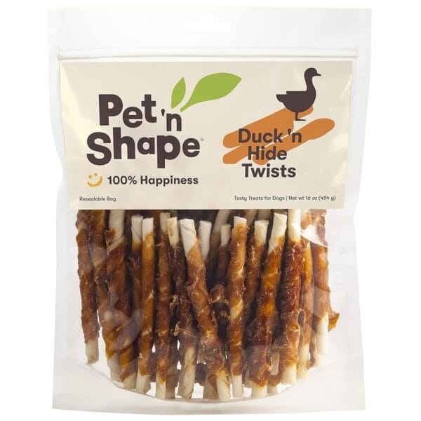 Pet 'n Shape Duck 'n Hide Twists - Duck Wrapped Rawhide Natural Dog Treats, Small, 1 Pound (Pack of 1)