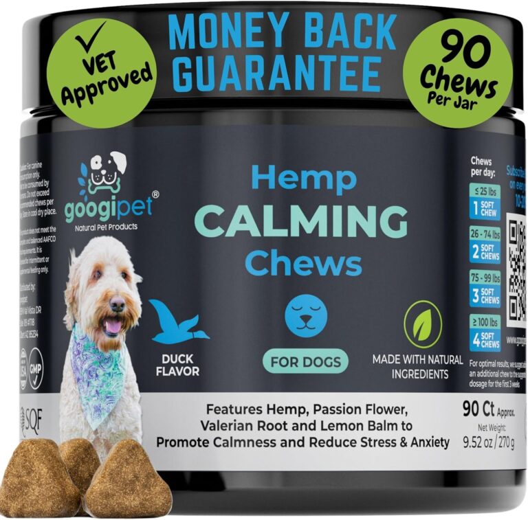 Googipet Daily Hemp Calming Chews for Dogs - Separation Anxiety Relief for Dogs, Non-Drowsy Dog Calming Chews - Anxiety Relief Treats with Valerian Root, & Hemp