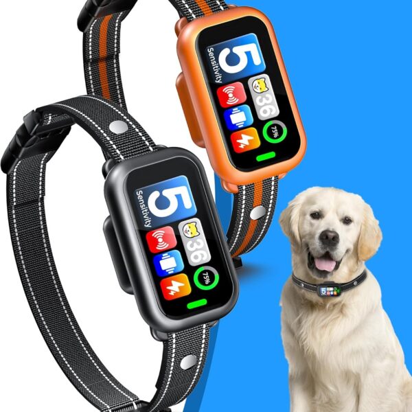 Dog Bark Collar 2 Pack for Large Medium Small Dogs, Rechargeable Smart Anti Barking Training Collar for Large, Medium & Small Dogs - 5 Adjustable Sensitivity with Beep & Vibration