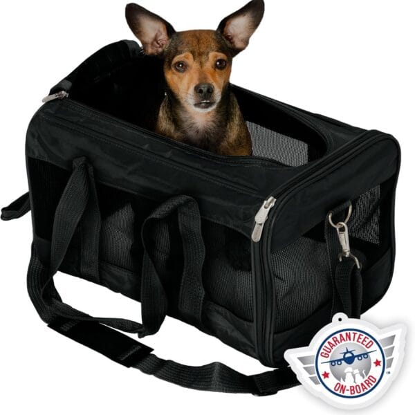 Sherpa Original Deluxe Travel Pet Carrier, Airline Approved & Guaranteed On Board - Black, Medium