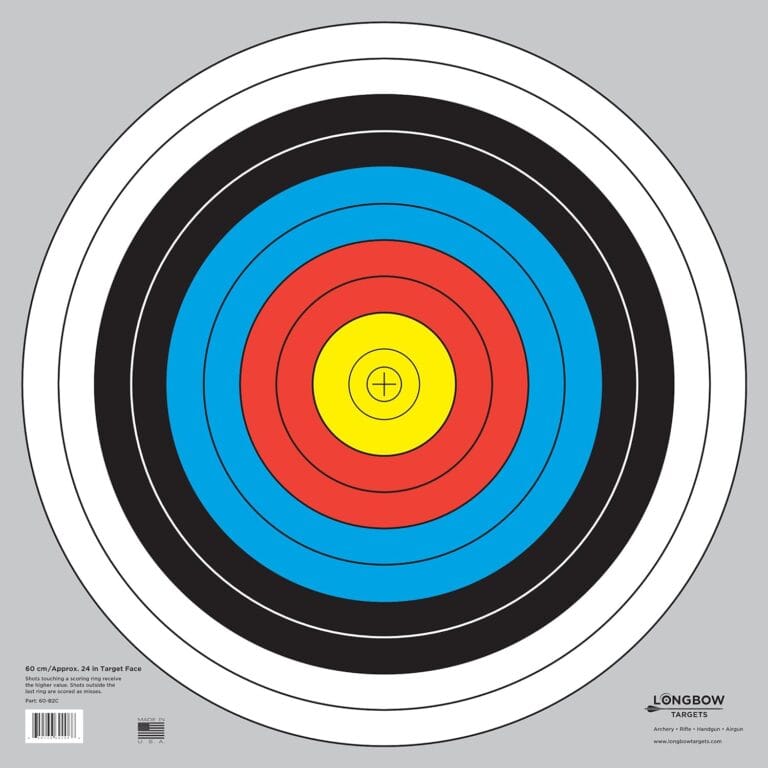 Longbow Targets 60 cm / 24 in Bullseye Archery and Gun Targets (4, 10, 25, & 100 Packs)