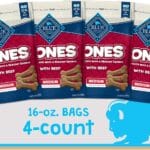 Blue Buffalo Bones Natural Crunchy Dog Treats Medium Dog Biscuits Beef, 16oz. Bag, 4 Count