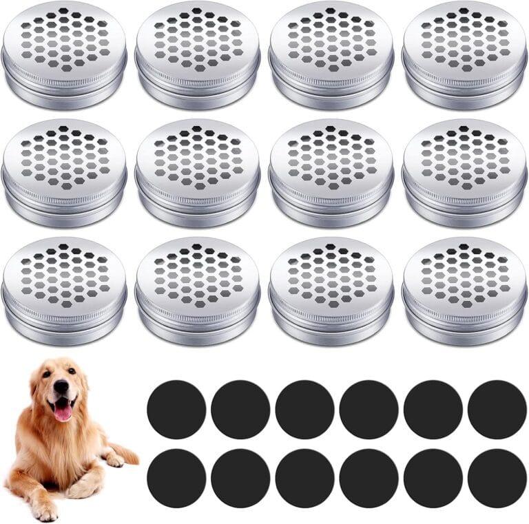 Oudain 12 Pack Dog Scent Work Tins, Dog Scent Training Box, Pet Nose Metal Container with 12 Magnetic Dots, Smell Training Kit Smell Canisters Aluminum Cans for Pet (Hexagon)
