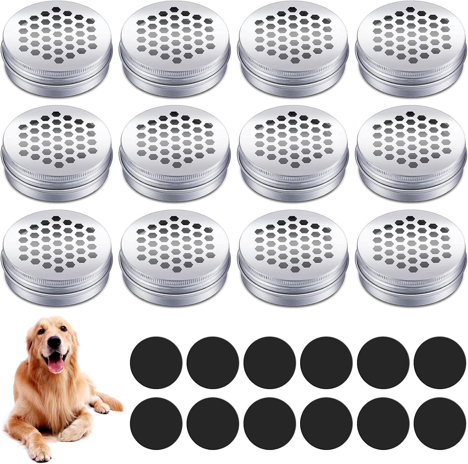 Oudain 12 Pack Dog Scent Work Tins, Dog Scent Training Box, Pet Nose Metal Container with 12 Magnetic Dots, Smell Training Kit Smell Canisters Aluminum Cans for Pet (Hexagon) Oudain 12 Pack Dog Scent Work Tins, Dog Scent Training Box, Pet Nose Metal Container with 12 Magnetic Dots, Smell Training Kit Smell Canisters Aluminum Cans for Pet (Hexagon)